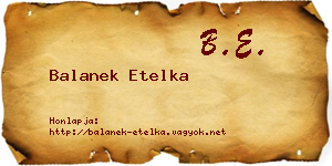 Balanek Etelka névjegykártya